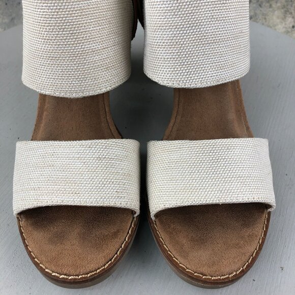 Toms Women's Size 8 Majorca Natural Cream Open Toe Cutout High Heel Sandals - Picture 5 of 15